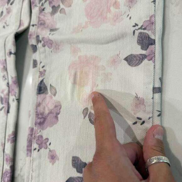 Vintage Y2K American Eagle Floral Boho Skinny Denim Jeans Women's 8 Long Cream - Picture 4 of 8